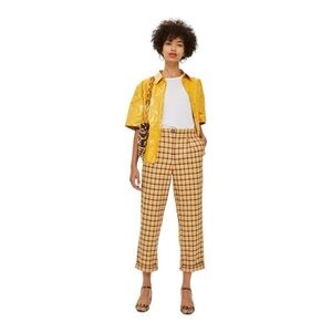 Topshop High Waisted Cropped Plaid Pants NWT